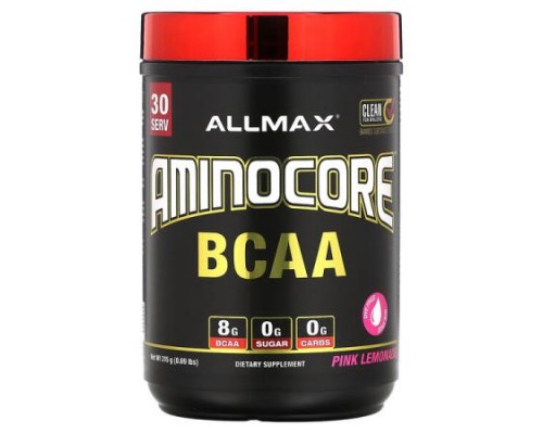 ALLMAX, AMINOCORE™ BCAA, Pink Lemonade, 0.69 lbs (315 g) ALLMAX, AMINOCORE™ BCAA, Pink Lemonade, 0.69 lbs (315 g)