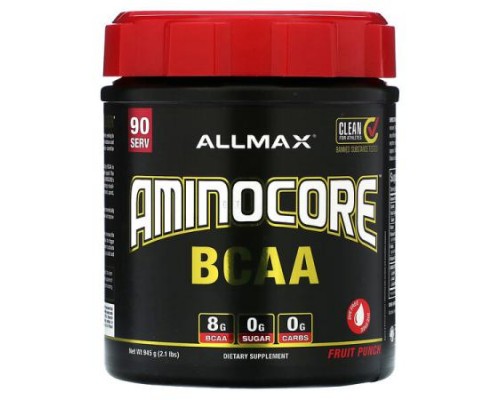 ALLMAX, AMINOCORE™ BCAA, Fruit Punch, 2.1 lbs (945 g) ALLMAX, AMINOCORE™ BCAA, Fruit Punch, 2.1 lbs (945 g)