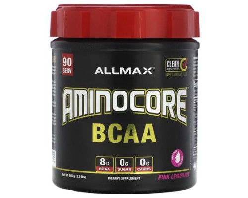 ALLMAX, AMINOCORE™ BCAA, Pink Lemonade, 2.1 lbs (945 g) ALLMAX, AMINOCORE™ BCAA, Pink Lemonade, 2.1 lbs (945 g)