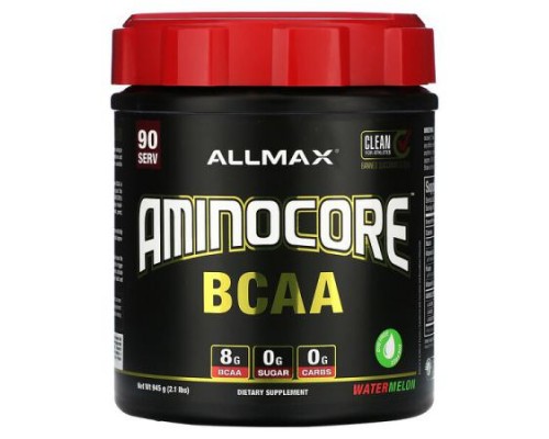 ALLMAX, AMINOCORE™ BCAA, Watermelon, 2.1 lbs (945 g) ALLMAX, AMINOCORE™ BCAA, Watermelon, 2.1 lbs (945 g)