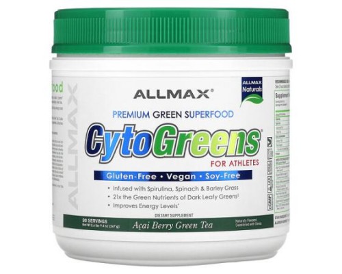 ALLMAX, CytoGreens®, Premium Green Superfood For Athletes, Acai Berry Green Tea, 0.6 lbs (267 g) ALLMAX, CytoGreens®, Premium Green Superfood For Athletes, Acai Berry Green Tea, 0.6 lbs (267 g)
