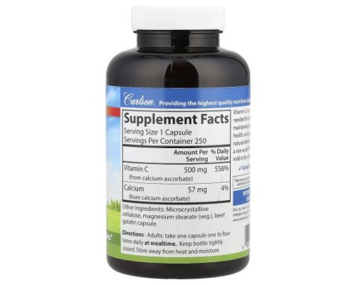 Carlson, Mild-C®, Buffered Vitamin C, 250 Capsules