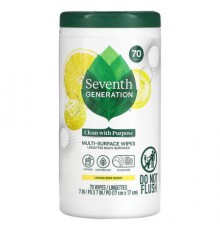 Seventh Generation, Multi-Surface Wipes, Lemon Zest, 70 Wipes
