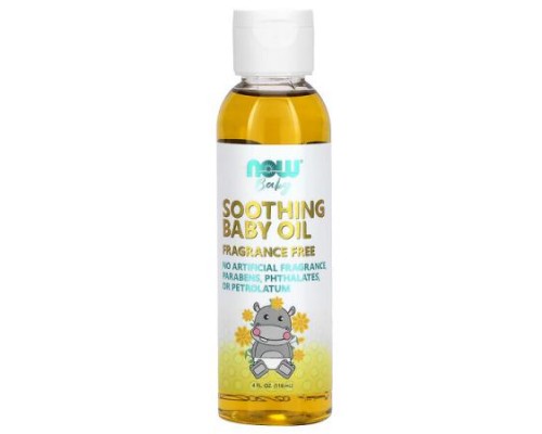 NOW Foods, Soothing Baby Oil, Fragrance Free, 4 fl oz (118 ml) NOW Foods, Soothing Baby Oil, Fragrance Free, 4 fl oz (118 ml)