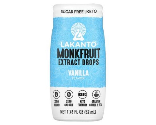 Lakanto, Monkfruit Extract Drops, Vanilla, 1.76 fl oz (52 ml) Lakanto, Monkfruit Extract Drops, Vanilla, 1.76 fl oz (52 ml)