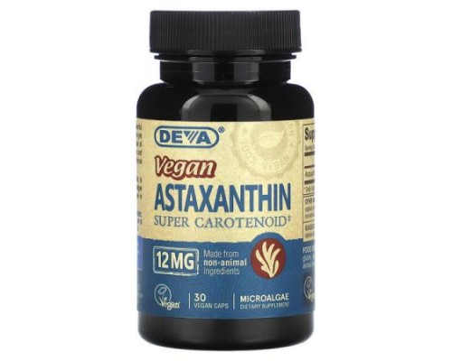 Deva, Vegan Astaxanthin Super Carotenoid, 12 mg , 30 Vegan Caps Deva, Vegan Astaxanthin Super Carotenoid, 12 mg , 30 Vegan Caps