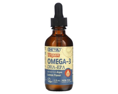 Deva, Vegan Omega-3 DHA-EPA, Lemon, 2 fl oz (60 ml) Deva, Vegan Omega-3 DHA-EPA, Lemon, 2 fl oz (60 ml)