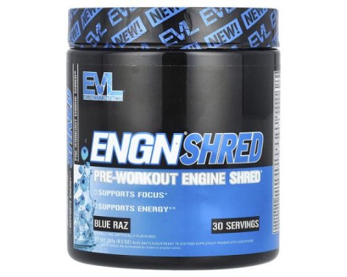 EVLution Nutrition, ENGN® Shred, Pre-Workout Engine Shred®, Blue Raz, 8.5 oz (240 g)