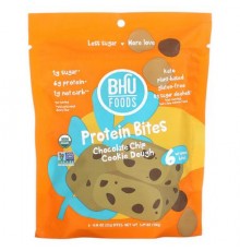 BHU Foods, Protein Bites, Chocolate Chip Cookie Dough, 6 Bites, 0.88 oz (25 g) Each