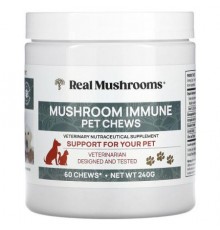 Real Mushrooms, Mushroom Immune Pet Chews, Support for Your Pet, 60 Chews, (240 g)