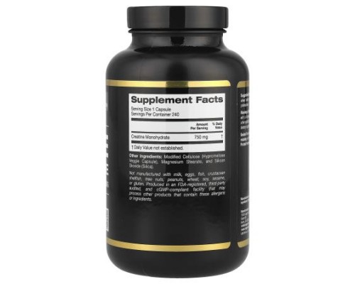 California Gold Nutrition, Sport, Creatine, 750 mg, 240 Veggie Capsules California Gold Nutrition, Sport, Creatine, 750 mg, 240 Veggie Capsules