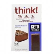 Think !, Keto Protein Bars, Chocolate Mousse Pie, 10 Bars, 1.2 oz (34 g) Each