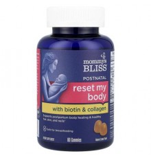 Mommy's Bliss, Postnatal, Reset My Body With Biotin & Collagen, Natural Lemon, 60 Gummies