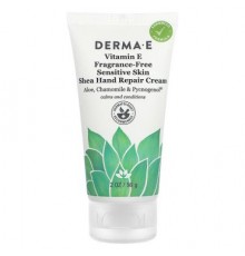 DERMA E, Sensitive Skin Shea Hand Repair Cream, Vitamin E, Fragrance-Free, 2 oz (56 g)