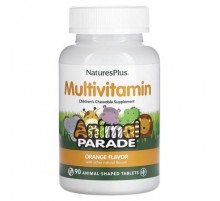 NaturesPlus, Animal Parade, Children's Chewable Multivitamin, Orange, 90 Animal-Shaped Tablets