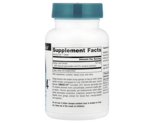 Source Naturals, Ginkgo-24™, 120 mg, 120 Tablets