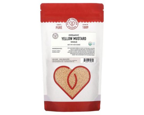 Pure Indian Foods, Organic Yellow Mustard, Whole, 8 oz (226 g)