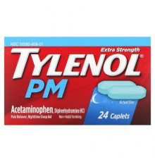 Tylenol, Extra Strength PM Acetaminophen, Pain Reliever, Nighttime Sleep Aid, 24 Caplets