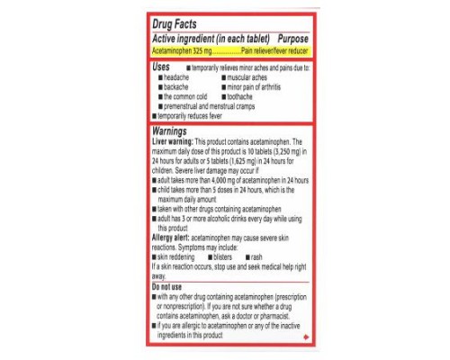 Tylenol, Regular Strength, Acetaminophen Pain Reliever Fever Reducer for Adults, 325 mg, 100 Tablets (Discontinued Item)