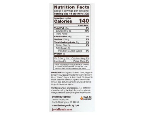Jovial, Organic Sourdough Einkorn Crackers, Everything, 4.5 oz (128 g) Jovial, Organic Sourdough Einkorn Crackers, Everything, 4.5 oz (128 g)