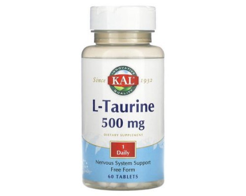 KAL, L-Taurine , 500 mg, 60 Tablets