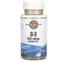 KAL, D-3, 125 mcg (5,000 IU), 90 Softgels