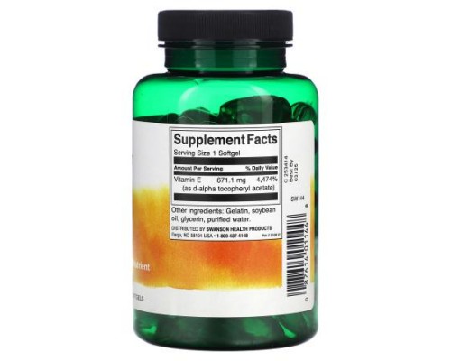 Swanson, Natural E, 1,000 IU, 100 Softgels
