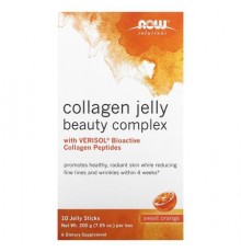 NOW Foods, Solutions, Collagen Jelly Beauty Complex, Sweet Orange, 10 Jelly Sticks, 0.705 oz (20 g) Each