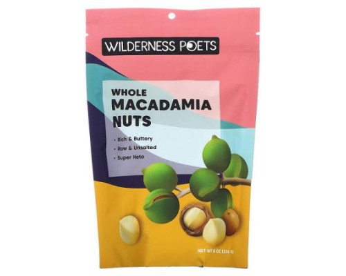 Wilderness Poets, Whole Macadamia Nuts , 8 oz (226 g) Wilderness Poets, Whole Macadamia Nuts , 8 oz (226 g)