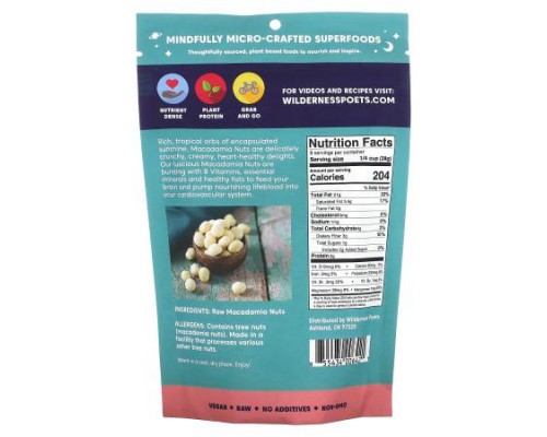 Wilderness Poets, Whole Macadamia Nuts , 8 oz (226 g) Wilderness Poets, Whole Macadamia Nuts , 8 oz (226 g)