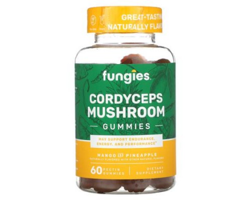 Fungies, Cordyceps Mushroom Gummies, Mango and Pineapple, 60 Pectin Gummies (50 mg per Gummy) Fungies, Cordyceps Mushroom Gummies, Mango and Pineapple, 60 Pectin Gummies (50 mg per Gummy)