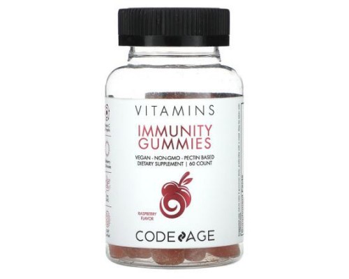 Codeage, Vitamins, Immunity Gummies, Vegan, Non-GMO, Pectin Based, Raspberry, 60 Gummies