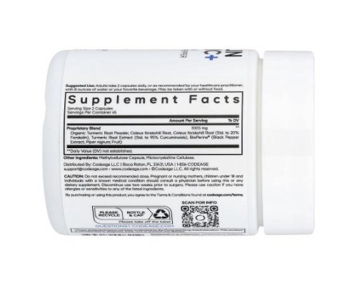 Codeage, Forskolin Turmeric+, 90 Vegetable Capsules