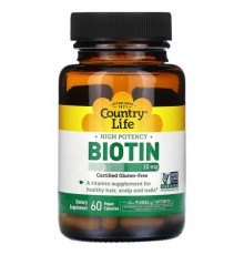 Country Life, High Potency Biotin, 10 mg, 60 Vegan Capsules