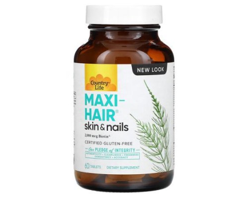 Country Life, Maxi-Hair, Skin & Nails, 60 Tablets Country Life, Maxi-Hair, Skin & Nails, 60 Tablets