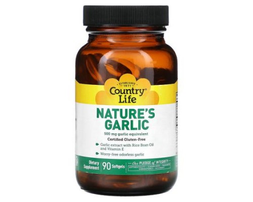 Country Life, Nature's Garlic, 500 mg, 90 Softgels