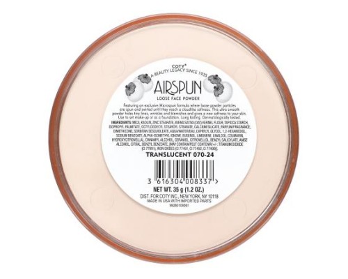 Airspun, Loose Face Powder, Translucent 070-24, 1.2 oz (35 g)
