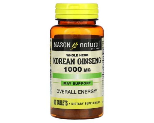 Mason Natural, Whole Herb Korean Ginseng, 60 Tablets