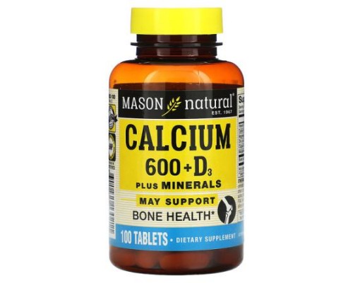 Mason Natural, Calcium 600 + Vitamin D3, 100 Tablets
