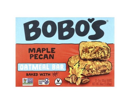 Bobo's Oat Bars, Maple Pecan Oatmeal Bar, 12 Bars, 3 oz (85 g) Each Bobo's Oat Bars, Maple Pecan Oatmeal Bar, 12 Bars, 3 oz (85 g) Each
