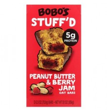Bobo's Oat Bars, Stuff'd Oat Bars, Peanut Butter & Berry Jam, 12 Bars, 2.5 oz (70.8 g) Each