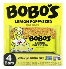 Bobo's Oat Bars, Lemon Poppyseed, 4 Bars, 3 oz (85 g) Each