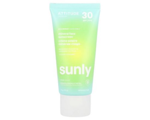 ATTITUDE, Sunly, Mineral Face Sunscreen, SPF 30, Unscented, 2.6 oz (75 g) ATTITUDE, Sunly, Mineral Face Sunscreen, SPF 30, Unscented, 2.6 oz (75 g)