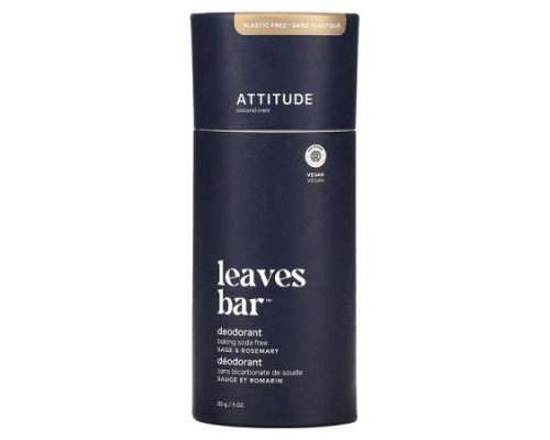 ATTITUDE, Leaves Bar Deodorant, Sage & Rosemary, 3 oz (85 g) ATTITUDE, Leaves Bar Deodorant, Sage & Rosemary, 3 oz (85 g)