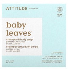 ATTITUDE, Baby Leaves, Shampoo & Body Bar Soap, Sweet Almond, 3 oz (85 g)