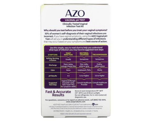 AZO, Vaginal pH Test, 2 Self Tests AZO, Vaginal pH Test, 2 Self Tests