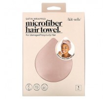 Kitsch, Satin-Wrapped Microfiber Hair Towel, Blush, 1 Towel