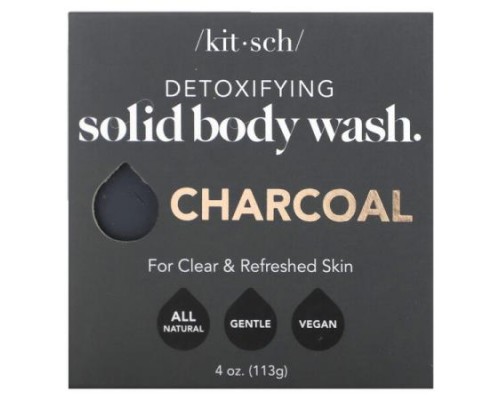 Kitsch, Detoxifying Solid Body Wash, Charcoal, Sage & Mint, 4 oz, (113 g) Kitsch, Detoxifying Solid Body Wash, Charcoal, Sage & Mint, 4 oz, (113 g)