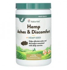 NaturVet, Hemp Aches & Discomfort Plus Hemp Seed, For Dogs, 60 Soft Chews, 6.3 oz (180 g)