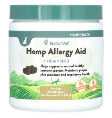 NaturVet, Hemp Allergy Aid + Hemp Seed, For Cats, 60 Soft Chews, 3.1 oz (90 g)